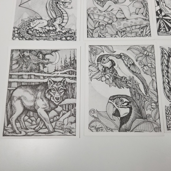 VTG Dan Thompson Fine Art Adult Coloring Book POSTCARDS Fantasy Dragon Fairy - Picture 4 of 8
